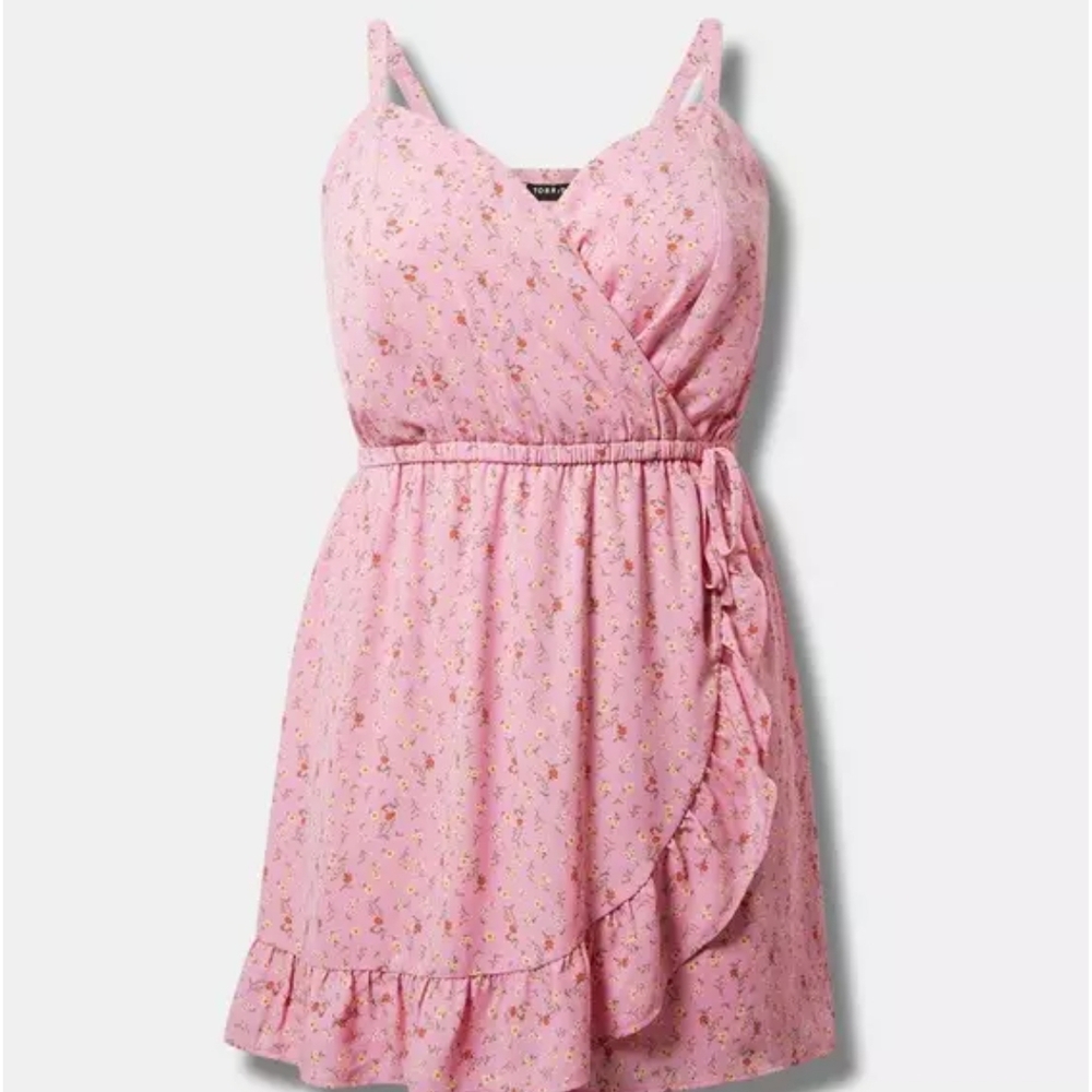 Torrid Pink Floral Wrap Jumpsuit